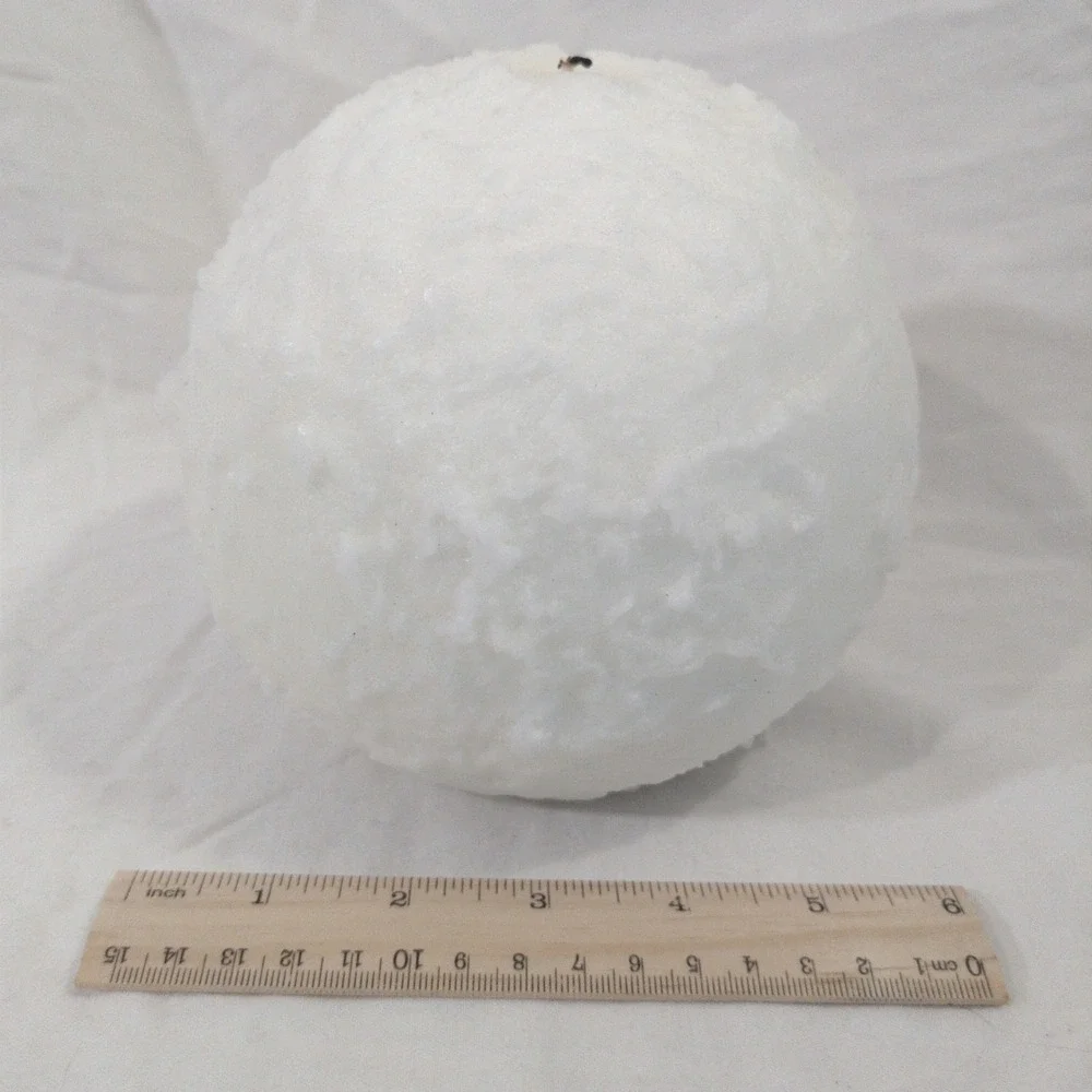 PartyLite Snowball Candle Q6810 White Textured 6 Inch Sphere Winter Decor USA